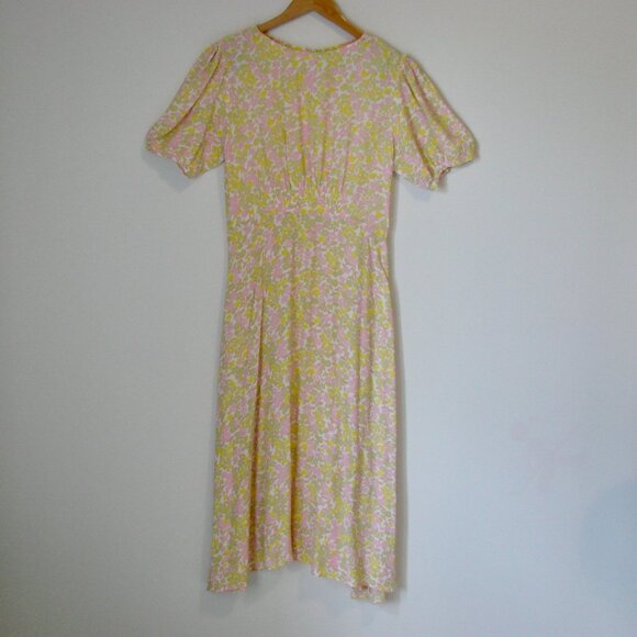 Faithful The Brand Beline Midi Dress Ida Floral Print Pink Yellow Flowy Medium - Picture 2 of 16